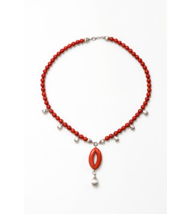 Red coral necklace with...