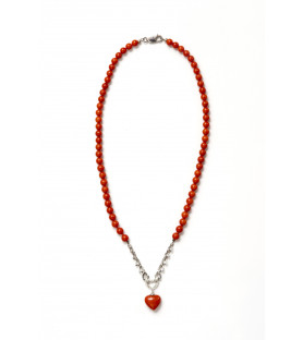 Coral necklace with heart