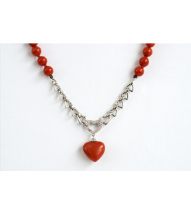 Coral necklace with heart